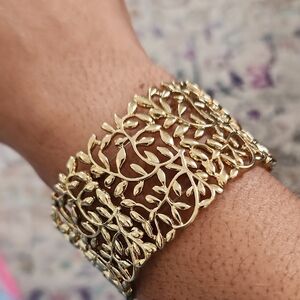 Gold Filigree Leaf Cuff Bracelet - Women Jewelry